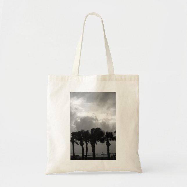 Tropical Stormy Himlar Grayscale Tygkasse (Framsidan)