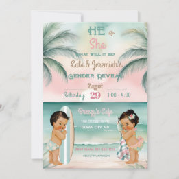 Tropical Strand Baby Könsbestämning Blush Sage Inbjudningar
