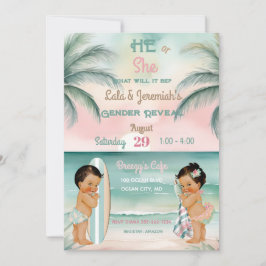 Tropical Strand Baby Könsbestämning Blush Sage Inbjudningar