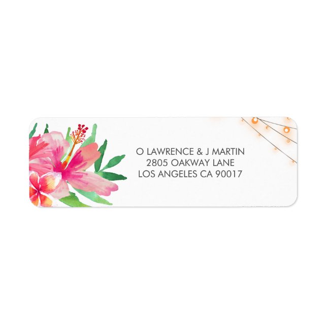 Tropical String Ljus Blommigt Returadress Etikett (Framsidan)