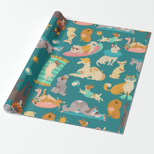 tropical summer beach dogs party cute presentpapper (Utrullad)