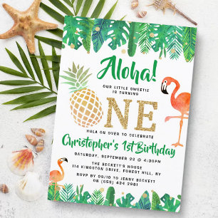 Tropical Summer Beach Luau Boys 1:a födelsedagen Inbjudningar