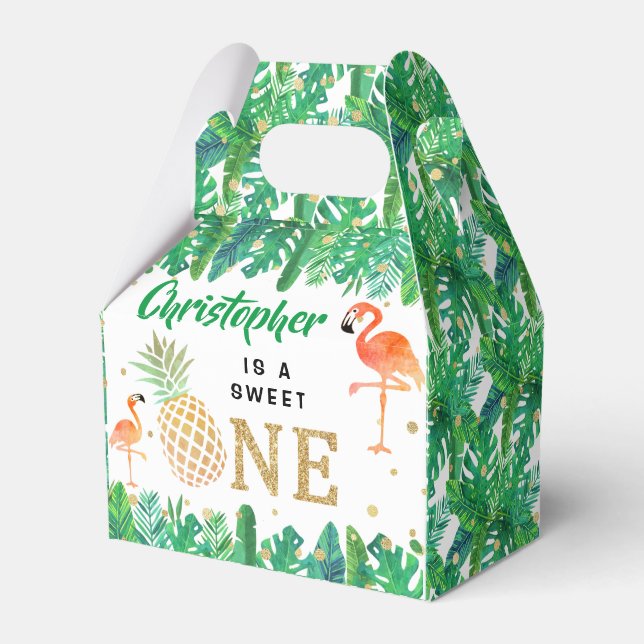 Tropical Summer Beach Luau Boys 1:a födelsedagen Presentaskar (Framsidan Sidan)