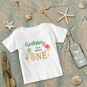 Tropical Summer Beach Luau Boys 1:a födelsedagen T Shirt