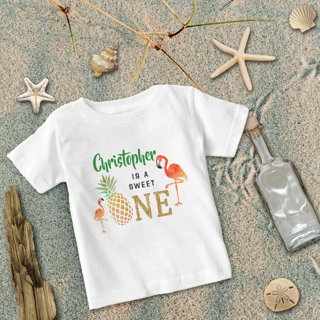 Tropical Summer Beach Luau Boys 1:a födelsedagen T Shirt (Skapare uppladdad)