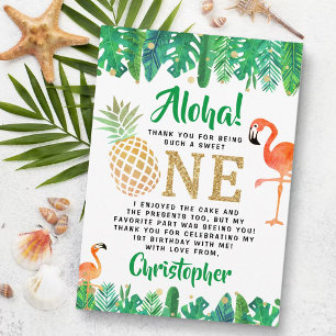 Tropical Summer Beach Luau Boys 1:a födelsedagen Tack Kort