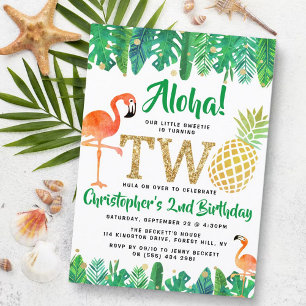 Tropical Summer Beach Luau Boys 2:a födelsedagen Inbjudningar