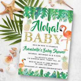 Tropical Summer Beach Luau Boys Baby Shower Inbjudningar