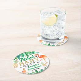 Tropical Summer Beach Luau Boys Baby Shower Underlägg Papper Rund