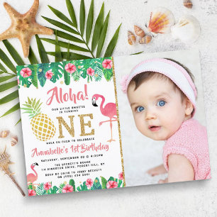 Tropical Summer Beach Luau Girl Photo 1st Birthday Inbjudningar