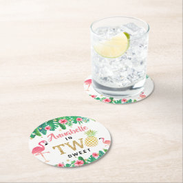 Tropical Summer Beach Luau Girls 2:a födelsedagen Underlägg Papper Rund