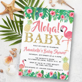 Tropical Summer Beach Luau Girls Baby Shower Inbjudningar