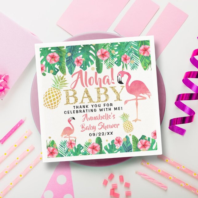 Tropical Summer Beach Luau Girls Baby Shower Pappersservett (Skapare uppladdad)