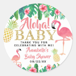 Tropical Summer Beach Luau Girls Baby Shower Runt Klistermärke
