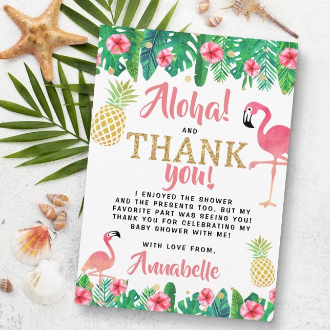 Tropical Summer Beach Luau Girls Baby Shower Tack Kort (Skapare uppladdad)