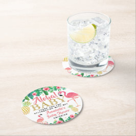 Tropical Summer Beach Luau Girls Baby Shower Underlägg Papper Rund