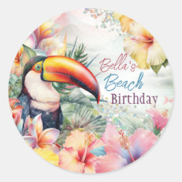 Tropical Summer Beach Party Stickers Runt Klistermärke