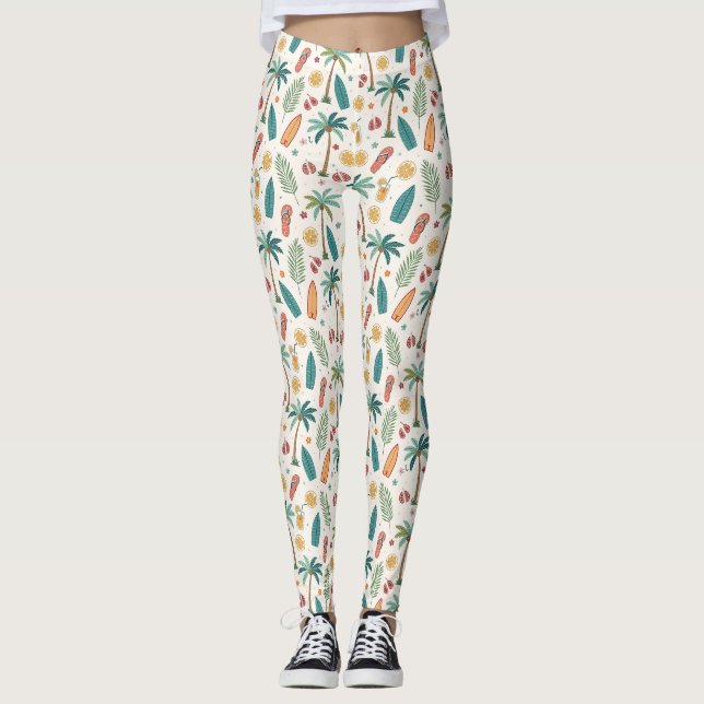 Tropical Summer Beach Pattern (1) Leggings (Framsida)