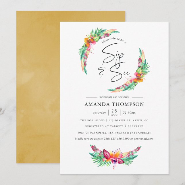 Tropical Summer Beach Sip and See Inbjudningar (Fram/baksida)