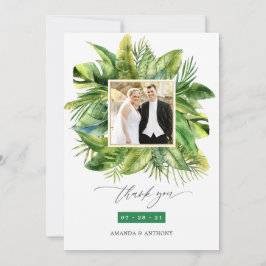 Tropical Summer Beach Wedding Photo Collage Tack Kort