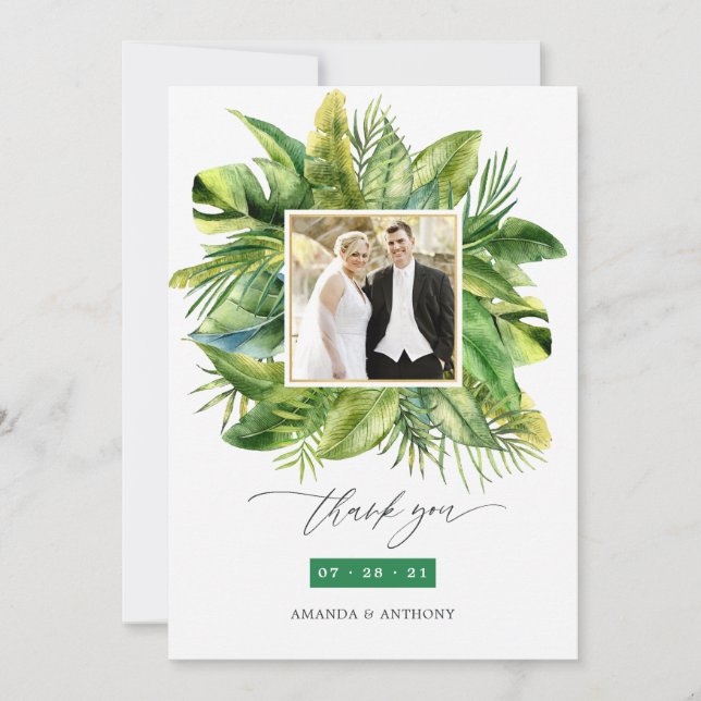 Tropical Summer Beach Wedding Photo Collage Tack Kort (Framsida)