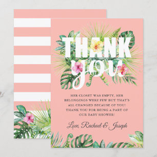 Tropical Summer Blommigt Coral Baby Shower Tack Kort
