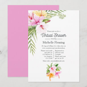 Tropical Summer Blommigt Virtuell Baby Shower Inbjudningar
