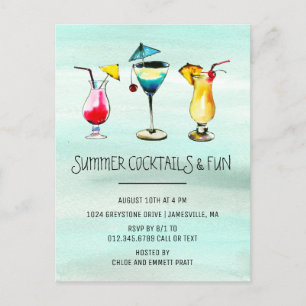 Tropical Summer Cocktail Party Inbjudan Vykort