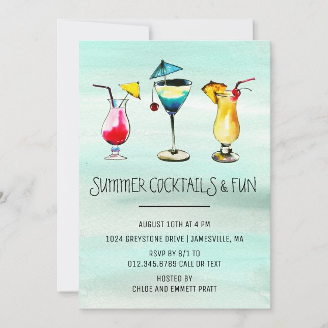 Tropical Summer Cocktail Party Inbjudningar (Framsida)