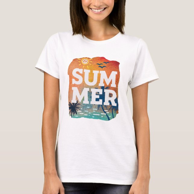 Tropical Summer Exotic Sunset T Shirt (Framsida)