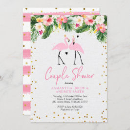 Tropical Summer Flamingo Couple Shower-inbjudan Inbjudningar