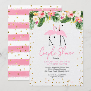 Tropical Summer Flamingo Couple Shower-inbjudan Inbjudningar