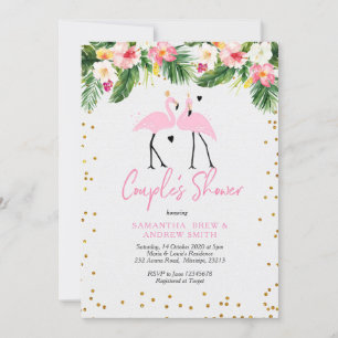 Tropical Summer Flamingo Couple Shower-inbjudan Inbjudningar
