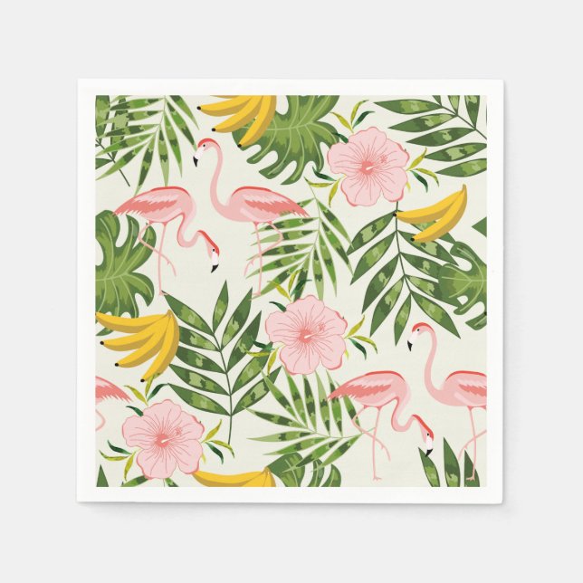 Tropical Summer Flamingo Napkin Pappersservett (Framsidan)