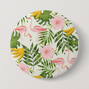 Tropical Summer Flamingo Round Button Knapp