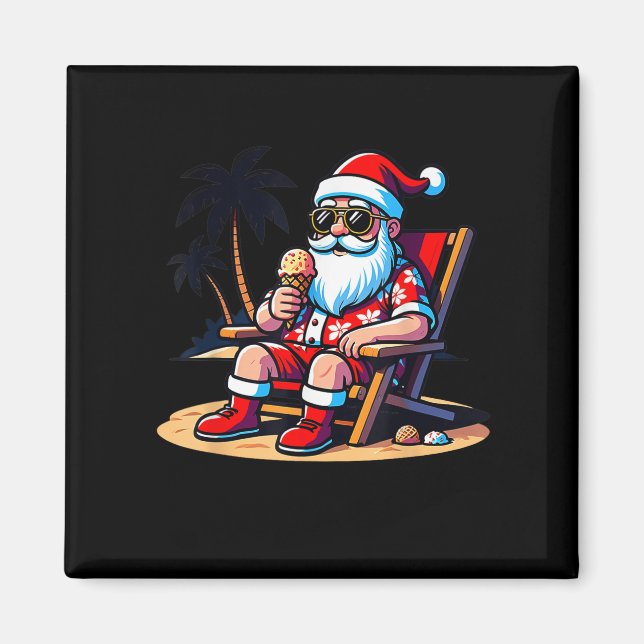 Tropical Summer Funny Hawaiian Jultomten Christm Magnet (Framsidan)