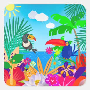 Tropical Summer Fyrkantigt Klistermärke
