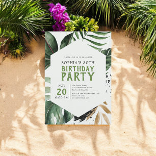 Tropical Summer Greenery Birthday Inbjudningar