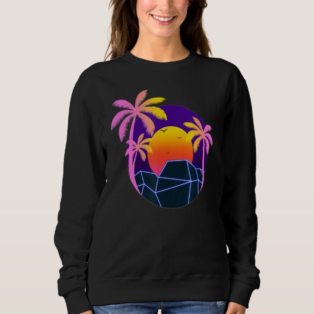 Tropical Summer Handflatan Träd Sunset Beach 90 Ar T Shirt (Framsida)