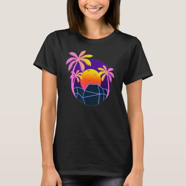 Tropical Summer Handflatan Träd Sunset Beach 90 Ar T Shirt (Framsida)