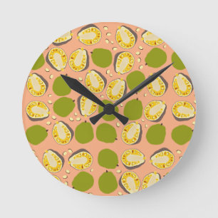 Tropical Summer JackFrue Mönster - Exotic Kitchen Rund Klocka