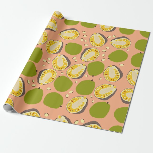 Tropical Summer JackFruit Mönster - Exotic Fruit Presentpapper (Utrullad)
