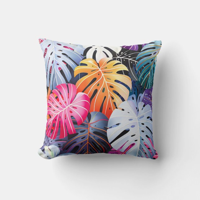 Tropical Summer Monstera Löv Kudde (Framsida)