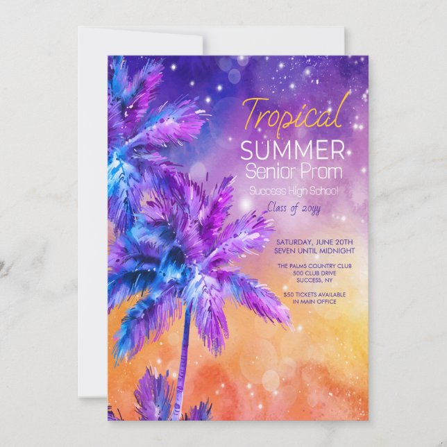 Tropical Summer Prom-inbjudan Inbjudningar (Framsida)