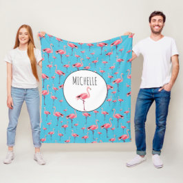 Tropical Summer Rosa Flamingo Pattern Fleecefilt