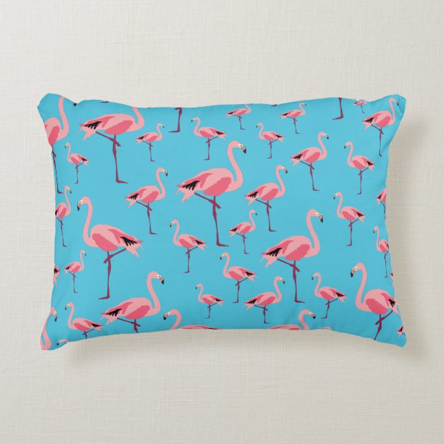 Tropical Summer Rosa Flamingo Pattern Prydnadskudde (Framsidan)