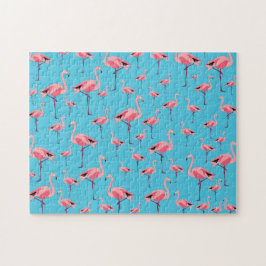 Tropical Summer Rosa Flamingo Pattern Pussel