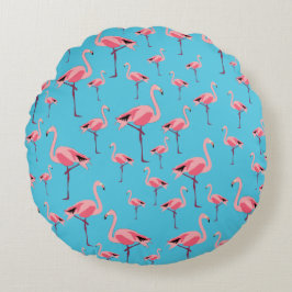Tropical Summer Rosa Flamingo Pattern Rund Kudde