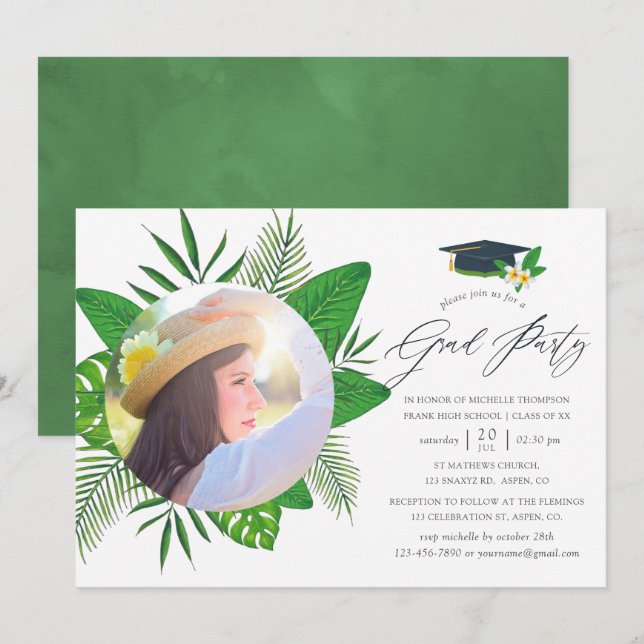 Tropical Summer Studentfest Inbjudningar (Fram/baksida)