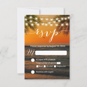 Tropical Summer Sunset Beach Wedding OSA Kort